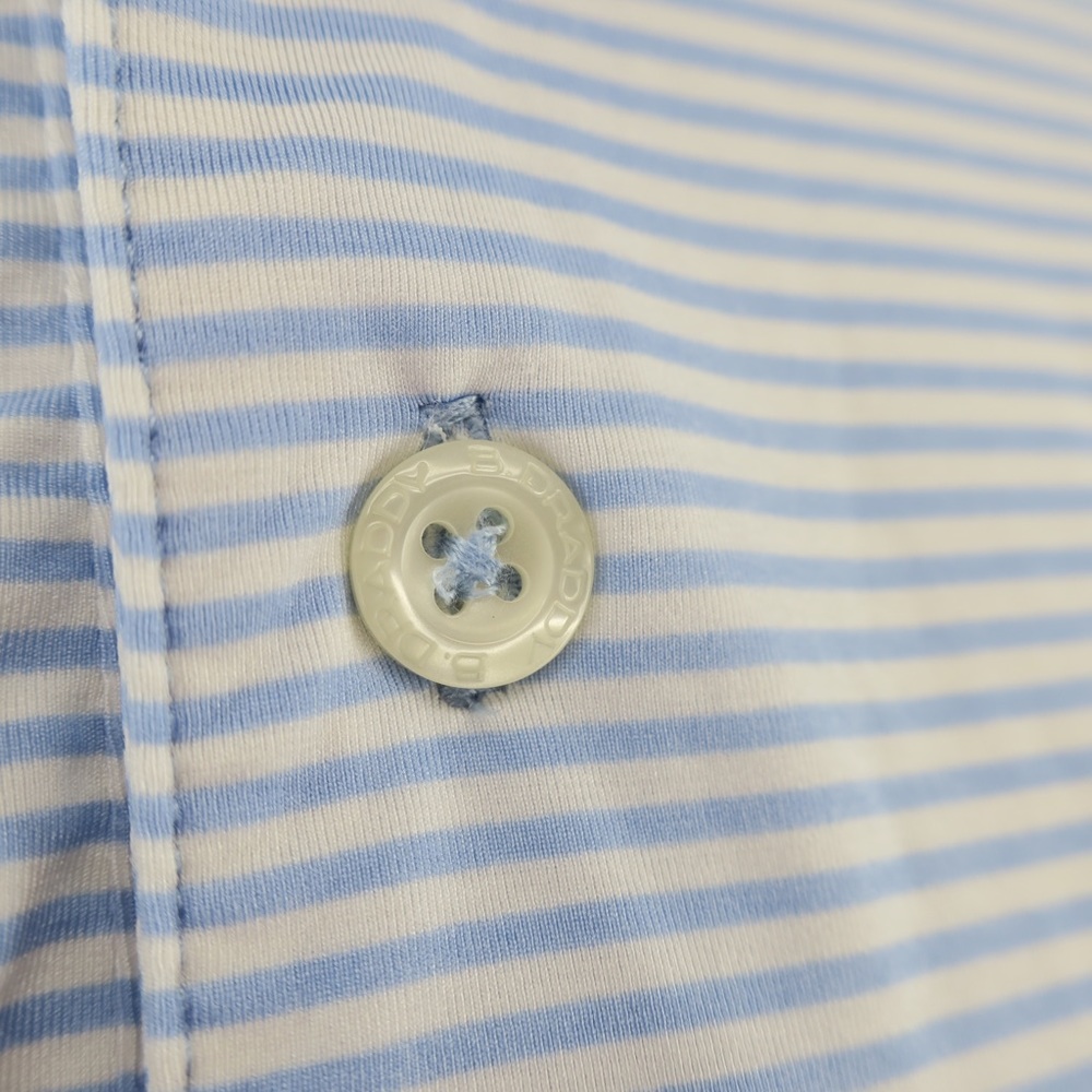 B. Draddy Sport Golf Polo Shirt Mens Medium Blue White Striped - Picture 3 of 8